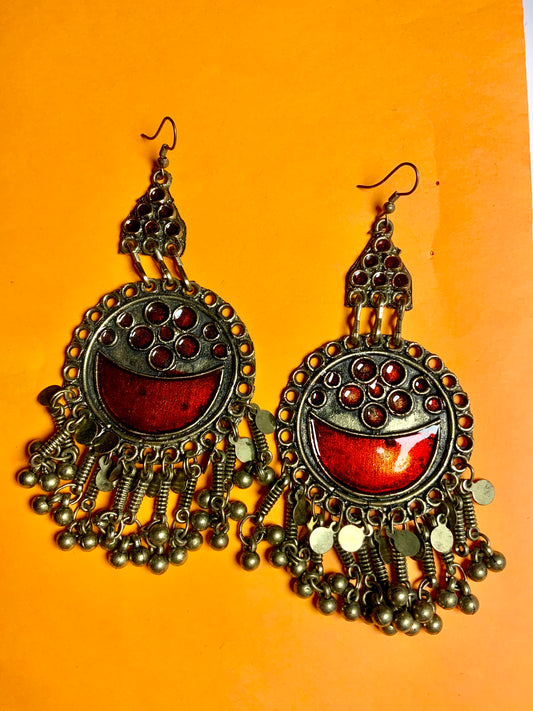 Surkh afgani jhumkas