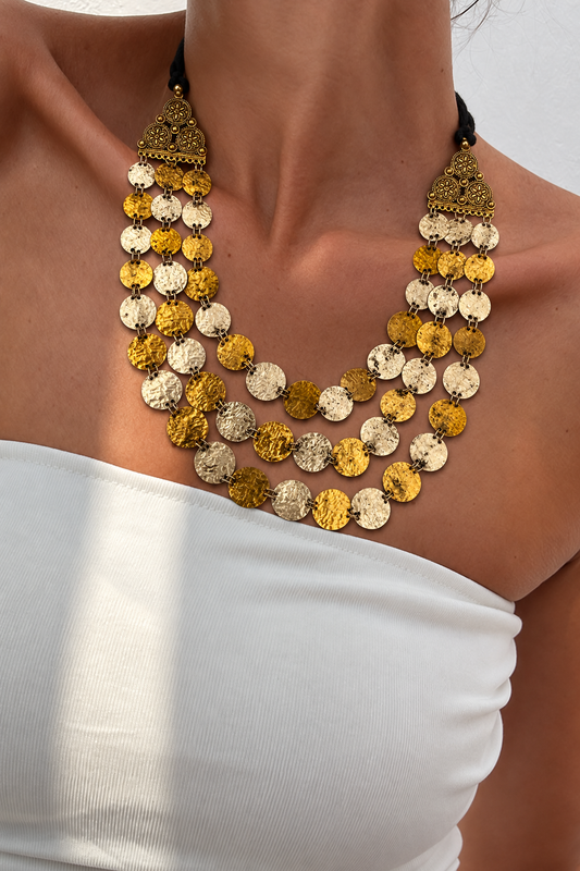 Dual tone sikka necklace