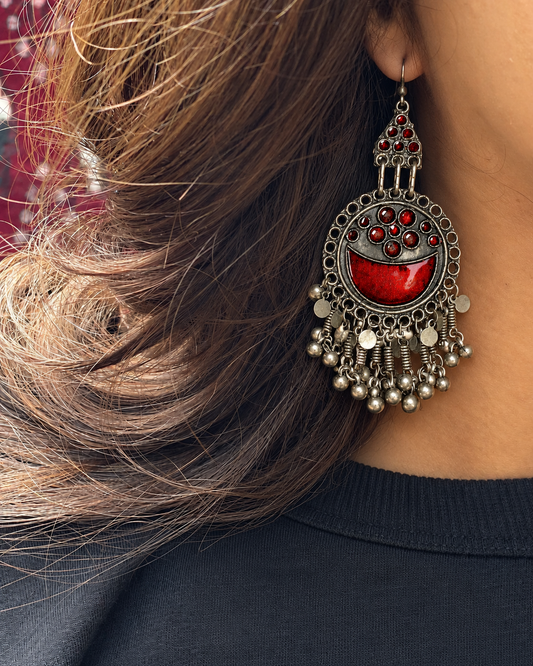 Surkh afgani jhumkas